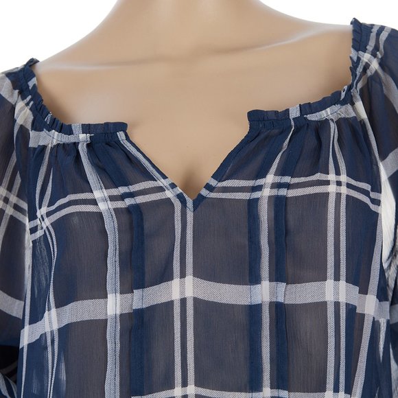 Abercrombie & Fitch Blue Sheer Top - Picture 2 of 5